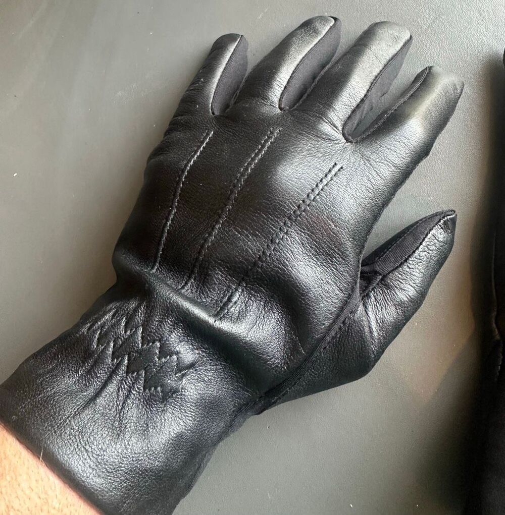 Isotoner Black Leather Fleece Lined Gloves smart touch eco comfort  Size L/XL NW - Picture 11 of 12